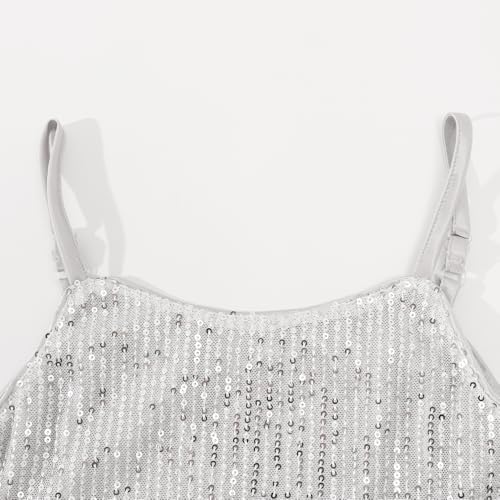 Noomelfish Girls Camisole Sequin Tank Tops Sparkly Glitter Cami Dance Sleeveless Shirt (5-12 Years)3