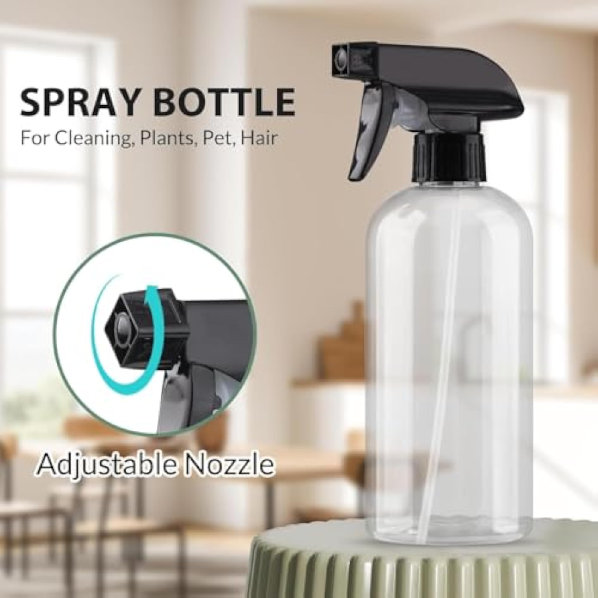 500ml Transparent Refillable Fine Mist Pump, Pack of 2