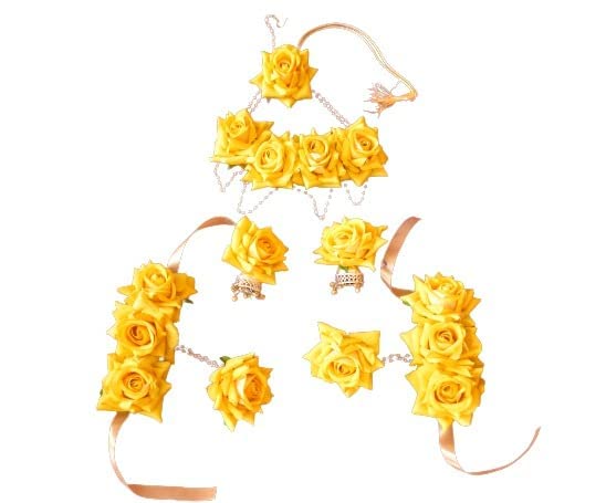 masoom Yellow Rose Floral jewellery for haldi/babyshower/mehandi