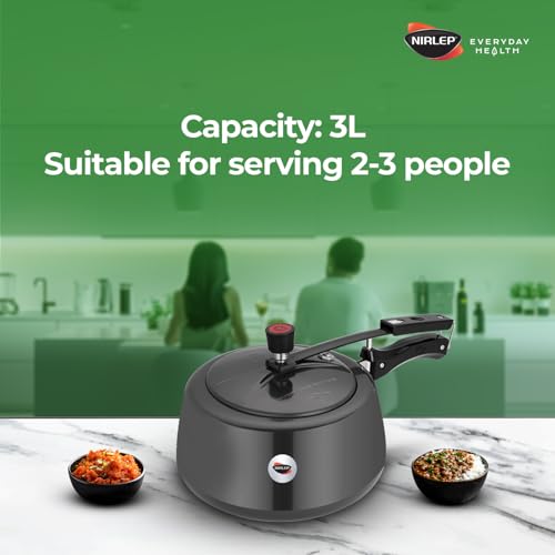 Image of Nirlep NutriHealth 3 Litre Inner Lid Hard Anodized Aluminium Handi Pressure Cooker with Induction Bottom