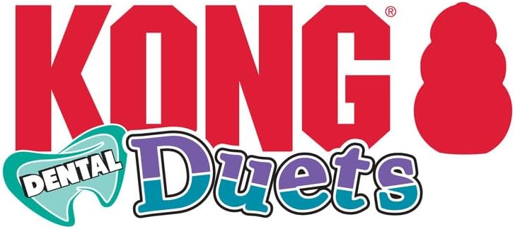 KONG Duets デンタルドッグトイ - 歯をきれいにし、息をリフレッシュするデュアルテクスチャの隆起した突起(骨(中/大))