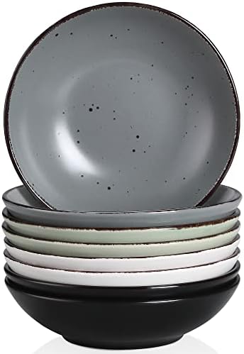 vancasso Series Moda, Matte Dinner Set Black Dinner Service, 16-Piece Ceramic Dinnerware Tableware Stoneware Crockery with 11in Dinner Plate, 8in Dessert Plate, 7in Bowl and 14oz Mug
