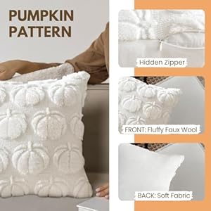 Fall Throw Pillow Covers, Set of 2 Soft Plush Faux Fur Decorative Fall Decor Accent Cushion Couch Cover, Sofa, Bedroom, and Farmhouse Home Decor (Pure White Pumpkin, 18" X 18" (Pack of 2)) Fall Throw Pillow Covers Set of 2 Soft Plush Faux Fur Decorative Fall Decor Accent Cushion Couch Cover Sofa Bedroom and Farmhouse Home Decor Pure White Pumpkin 18 X 18 Pack of 2