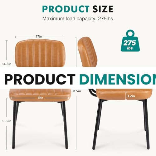 OLIXIS Dining Chairs Set of 2, Upholstered Kitchen Chairs, Brown - 1