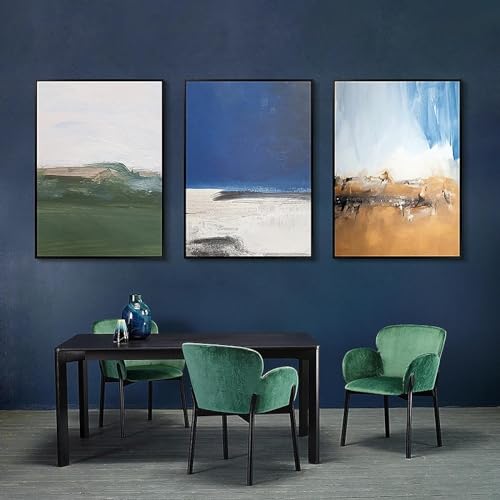 Art mural abstrait nordique KEBIA lot de 3 toiles 50x70cm pour décorer un salon