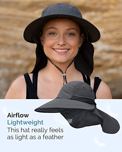 Wide Brim Upf 50+ Hiking Fishing Gardening Hat With Neck Flap Sun Protection Outdoor Safari Hats For Women 100% Nylon #TOP4
