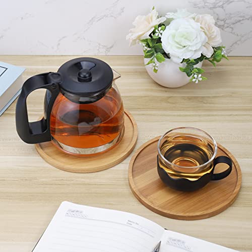 Zocipro 2Pcs Plant Pot Saucers, Round 15.5cm Bamboo Plant Tray, Pot Saucer for Plants Flower Drip Tray for Indoors Outdoor Garden - Image 3