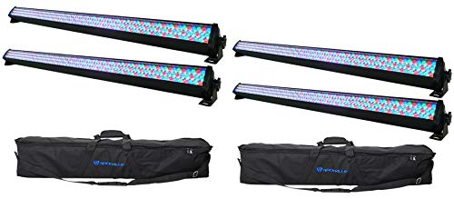 Rockville Bundle: (4) ROCKSTRIP 252 LED 5 Channel DMX RGB Color Strip DJ Wash Up Light Bar Bundle with (2) RLB60 Bag for Light Strips COLORband/COLORrail/COLORtube/COLORstrip (6 Items)
