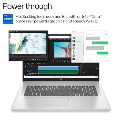 Image of HP 17 Laptop (17.3 inch FHD, Intel 10-Core i7-1355U, 32GB RAM, 1TB SSD) for Business, Home, Students, Long Battery Life, Narrow Bezel, Numeric Keypad, Wi-Fi 6, Fast Charge, Webcam, Win 11 Home