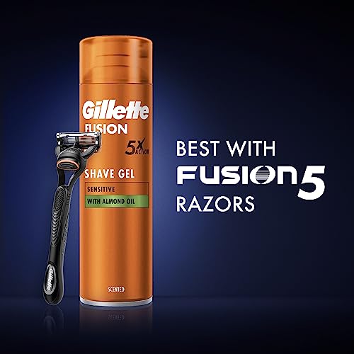 Gillette Fusion Shave Gel for Men with Almond Oil, For Sensitive Skin, 5X Action: Cleanses, Hydrates, Protects, Refreshes, and Soothes, 6x200ml - 7