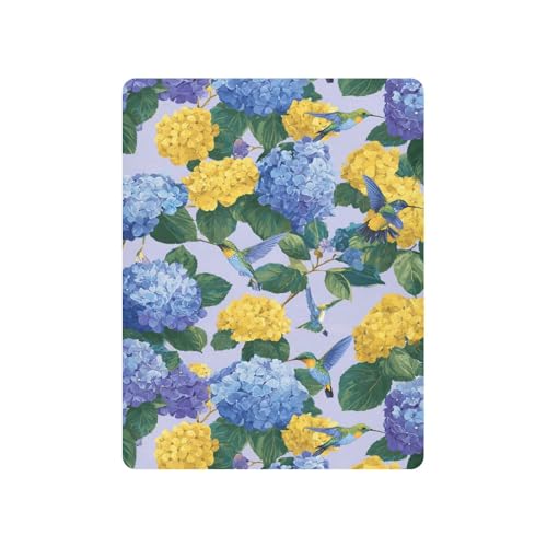 Image of Crib Sheet Breathable Soft Crib Mattress Sheet for Baby Toddler Boys Girls Fitted Crib Sheet Fit Standard Crib Mattress 52 x 28 Inch Blue Hydrangeas Hummingbirds