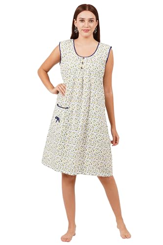 Image of Breezly Woman's Long Short Calf Length Pure Cotton Nighty