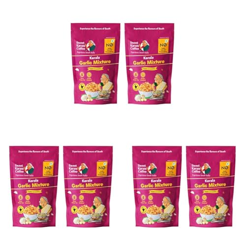 Image of Sweet Karam Coffee Kerala Garlic Mixture - Pack of 6 (95g each) | Crispy South Indian Snack | No Palm Oil or Preservatives | Bold & Spicy Flavor | Authentic Homestyle Tea-Time Mixture