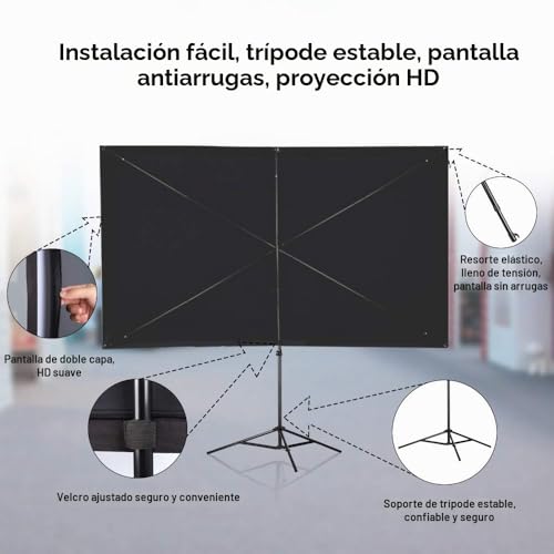 Miniatura 2 de Pantalla De Proyector, Con Soporte De 100 Pulgadas, Pantalla De Proyección Portátil De 16:9 4k Hd, Pantalla De Proyección De Películas Para Interiores Y Exteriores