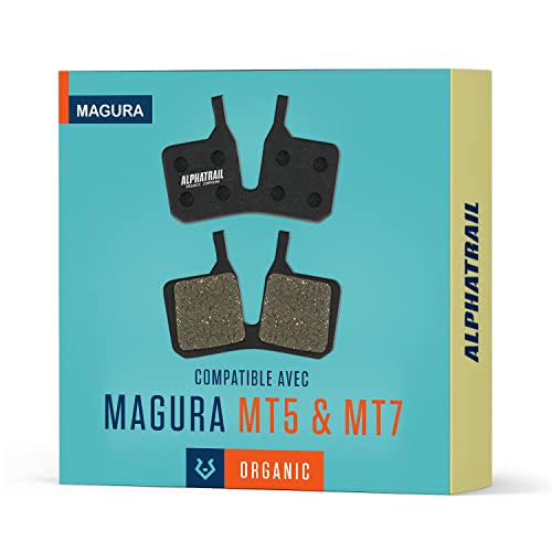 Alphatrail Plaquettes de Frein I pour Freins Magura Typ 9 MT5 & MT7 I Organique VTT Plaquette de Frein avec Un Kilométrage élevé 100% Compatible avec Magura MT5 Magura MT7 Cover