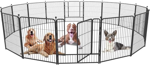 Image of Dog Playpen,32 /40 /45 Inch Height in Heavy Duty, Folding Indoor Outdoor Anti-Rust Dog Exercise Fence, Portable Pet Playpen with Door for Large Medium Small Dogs and Pet (16 Panels, 40 Inch) Silver