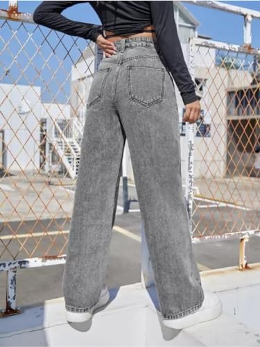 Image of Glossia Denim Baggy Jeans for Women | Stretchable High Waist Straight Fit Jeans for Women | High Rise Stretch Denim | Loose Fit Plus Size Denim (Sizes - 24 to 44) WJ11-1205-$