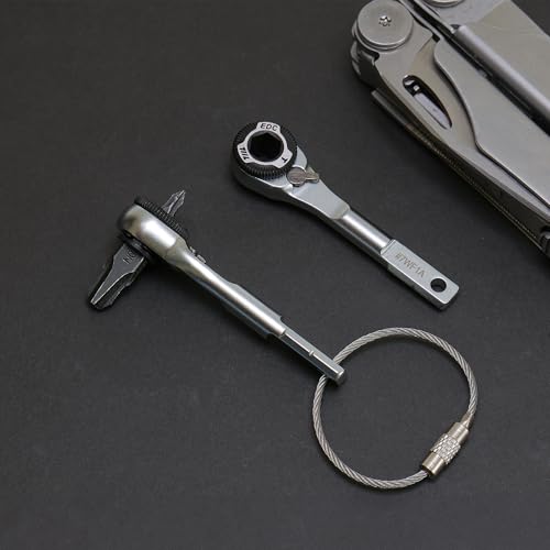 Image of 711L EDC Ratchet Wrench for Leatherman Multitools MK2 - Compact Flat End Screwdriver Accessory for Multi-tools with Flat Bit Adapters #7WF1A