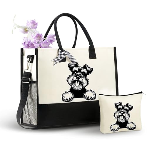 Bolsa tote de lona con cierre y correa para mujer miniatura 1