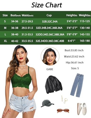 Image of Avidlove Lace Bralettes for Women Padded Bralette Camisole Racerback Crop Top Floral Lace Bralettes V Neck