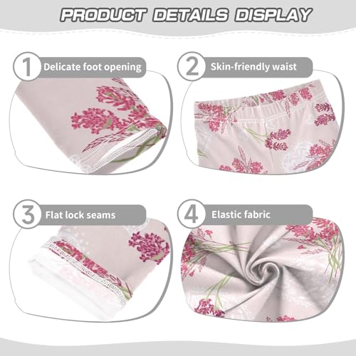 Lilac Flowers Girls Leggings,Workout Leggings for Girls Toddler Athletic Legging Size for 3-10T3