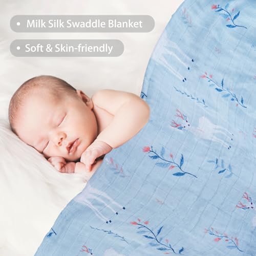 Image of Viviland Muslin Swaddle Blankets, Breathable and Skin-Friendly Baby Receiving Blankets, 2-Pack Deer, 47 x 47 inches