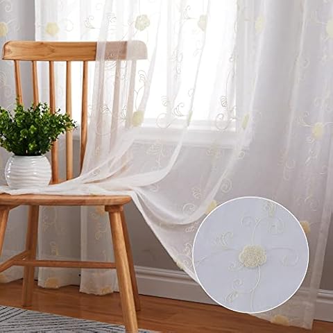 Cortina de Voile con Bordado de Flores Cover