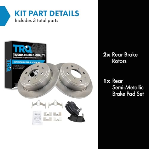 Image of TRQ Rear Brake Pad and Rotor Set Semi Metallic Rotors