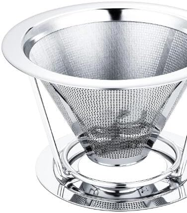 Pour Over Coffee Gotero de acero inoxidable con filtro de café de goteo lento cono de metal reutilizable taza única cafetera Oiohooo 1-2 tazas con