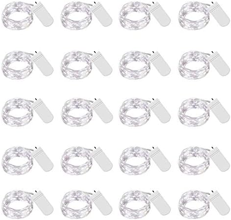 Fairy Light Battery Operated, Starry String Light 20 Pack LED String Lights, 20LED Cooper Wire Mini Lights String, Waterproof Firefly Lights for DIY Wedding, Table, Party, Christmas Decor(Cold White)