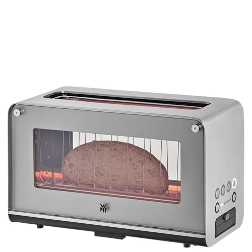 Foto von WMF Lono Toaster Glas mit Brötchenaufsatz, für 2 Scheiben, XXL-Toast, Aufwärm-Funktion, 7 Bräunungsstufen, edelstahl matt