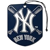FANMATS 61551 MLB New York Yankees Hanging Car Air Freshener, 2 Pack, Black Ice Scent, Odor Eliminator, Shield Design with Team Logo