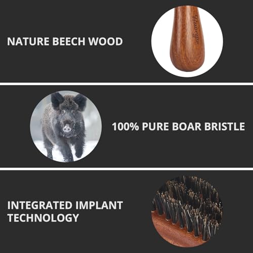 Hair Brush for Men- Slick Back Hair Brush - Boar Bristles Brush for Fine Thin Medium Hair, Nature Boar Hairbrush for Beard Styling Alternate view
