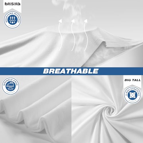 BRISIRA Big and Tall Shirts for Men Undershirts 3-Pack Lightweight Casual Tee Breathable Soft Short Sleeve T-Shirts Crew Neck3