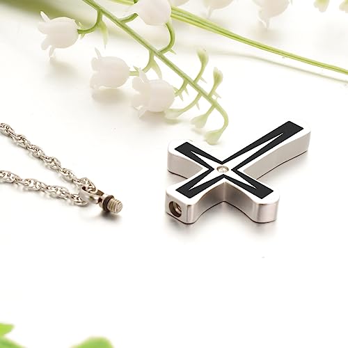 XIUDA Cross Urn Necklaces for Ashes Crystal Cremation Pendant Urns for Human Ashes Memorial Keepsake Cremation Jewelry for Men Women3