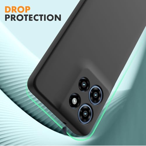 Image of DIZORO Microfiber Candy Case for Motorola Edge 60 Pro 5G Smooth Touch Cushion Liquid Soft Silicone Gel Rubber Phone Cases Non-Slip Full Body Protective Shockproof Back Cover - Black