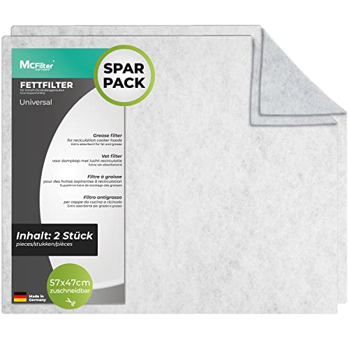 McFilter | 2 filtres à graisse Filtre à buée pour hotte d'aspiration, découpable universel (57 x 47cm), filtre pour hotte d'aspiration, hotte d'aspiration, tapis filtrant Cover