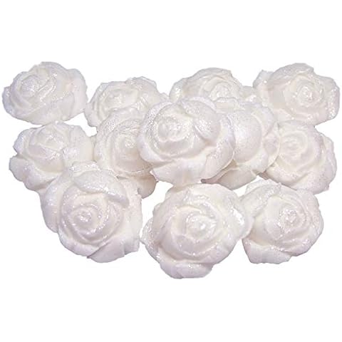 12 Rose Buds Flower Cupcake Cake Topper Decorations (White) Cover