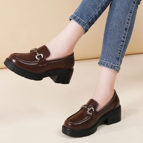 Image of Loafers for Women Chunky Platform Lug Sole Slip On Penny Loafer Shoes | Women's Classic Round Toe Loafers Business Casual Office Work Shoes Comfort Flats for Ladies Daily Dating Party School Wear