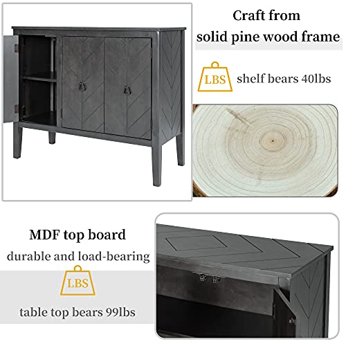 Knocbel Antique Storage Cabinet With Doors And Adjustable Shelf, Solid Wood Buffet Sideboard Entry Console Table For Living Room Dining Room Kitchen, 37"Lx15.7"Wx31.5"H #TOP6