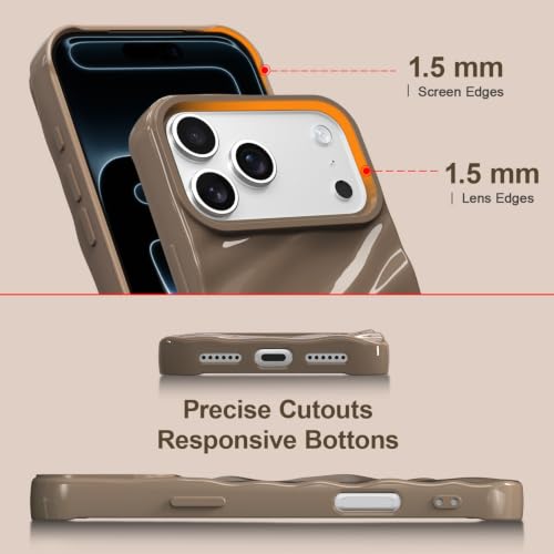 Étui silicone iPhone 17 Pro Max antichoc marron forme vague - 2
