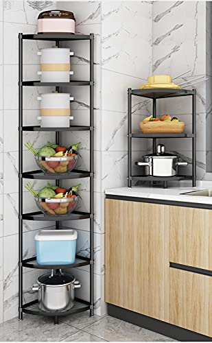 Zigama 7-Tier Kitchen Corner Shelf Adjustable Pot Rack, Cookware Free Standing Storage Organizer ，Pot And Pans Tower Stainless Steel Shelves For Kitchen #TOP4