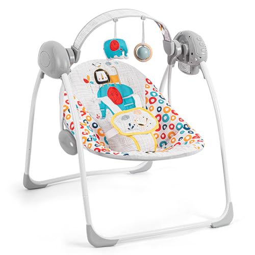 Image of Baby Swing for Infants,Portable Baby Swing with 5-Speed,Adaptable and Compact Baby Swings to Toddler with Music,2 Toys,Soft Head Support,Timing,Baby Girl Swing for Babies 0-6 Months 6-20 lbs