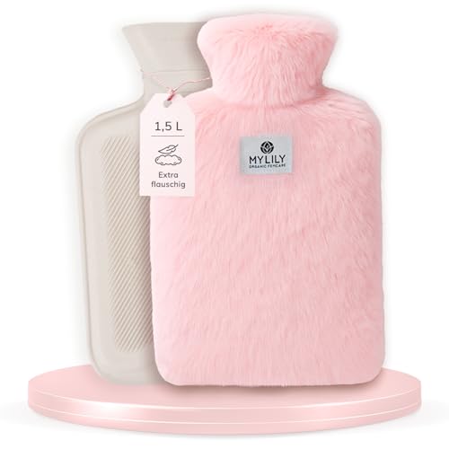 MYLILY | Wärmeflasche in Rosa | Wärmflasche mit Bezug | Wärmflasche Nacken und Rücken | Wärmeflasche Regelschmerzen