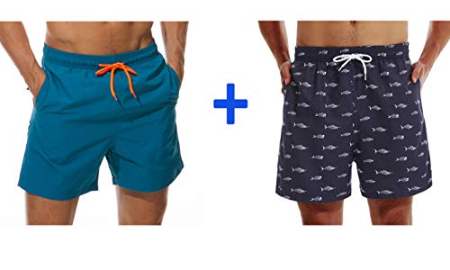 SILKWORLD Mens Swim Trunks and Printed Swim Shorts Frequently Bought Together, US Large