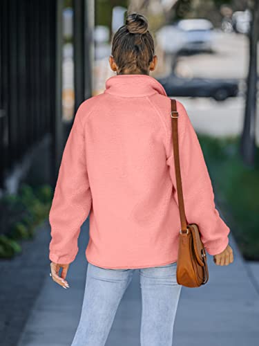 Merokeety Women's Button Fleece Jacket 2022 Fall Winter Casual Fuzzy Sherpa Shacket Coat With Pockets Pink M #TOP3