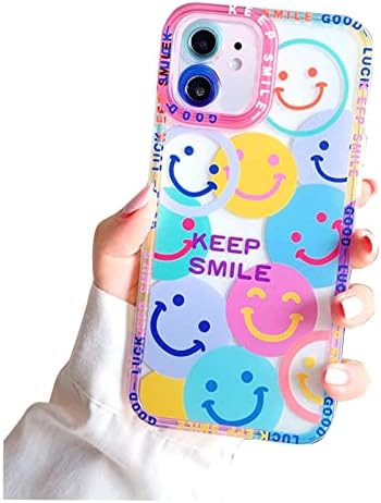 MGQILING Cute Smile Face Phone Case Compatible with iPhone 11 Lens Protection Shockproof Fashion Soft TPU Clear Smile Flower Cover Case for Women Girl - iPhone 11 6.1 Inch Colorful