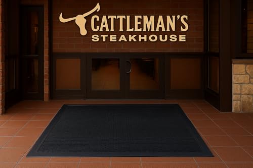 Guardian 14040600 Clean Step Scraper Outdoor Floor Mat, Natural Rubber, 4'x 6', Black, Ideal for Any Outside entryway, Scrapes Shoes Clean of Dirt and Grime