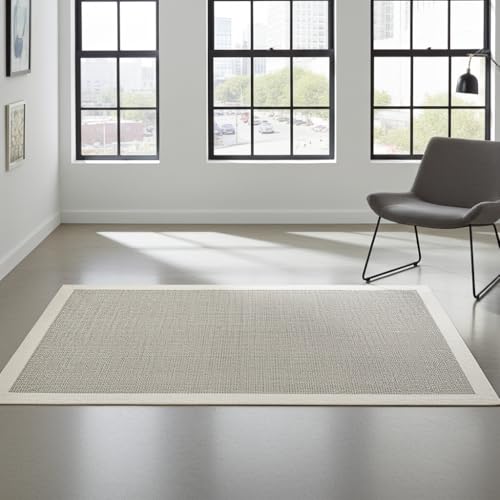 Mila Home Sisal Plus Sisal & Yute Look Alfombra – Alfombra moderna de tejido plano – Alfombra duradera de pelo bajo para sala de estar y pasillo (crema beige 1147, 80 x 150)