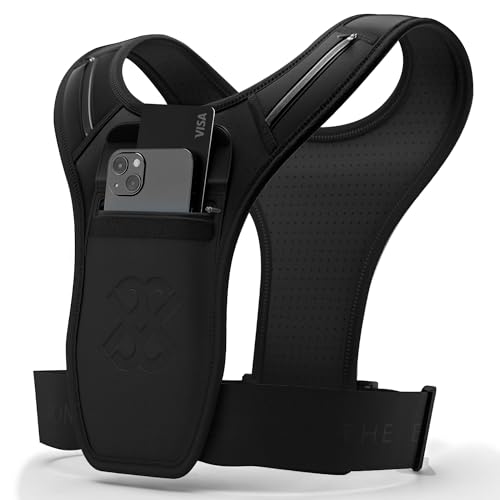 Defi The Elements | Running Vest Phone Holder | Unisex | One Size | Plus-Sized Mobile Phone Holder Chest Pocket | For Women and Men | Highly Adjustable Waist Belt | 3 Zipped Pockets